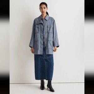 Womens Oversized Field Jacket in Slate Blue